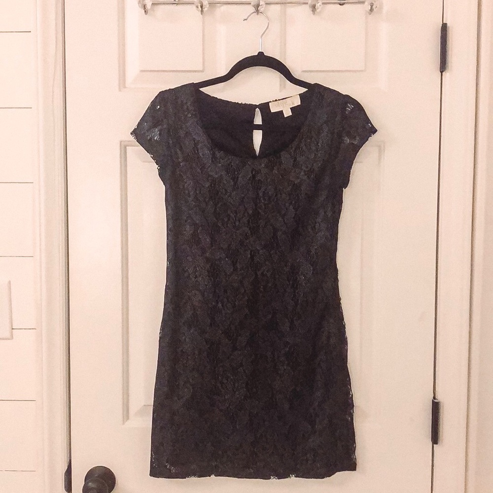 Olive & Oak Black Lace Overlay Dress